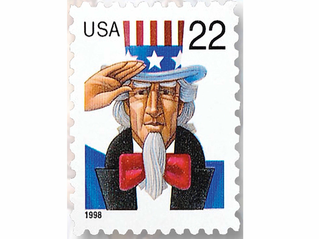NOT Forever Stamp-22¢ Stamps 1998 Uncle Sam – Patriotic Symbol, First-Class Postage