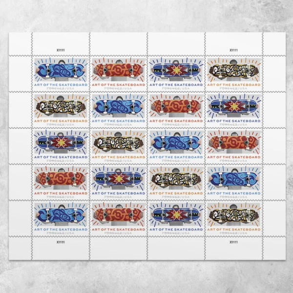 Forever Stamps 2023 Art of the Skateboard – Contemporary Art Collection, First-Class Postage $19.99 – $149.99 The bold artwork emblazoned on a skateboard de