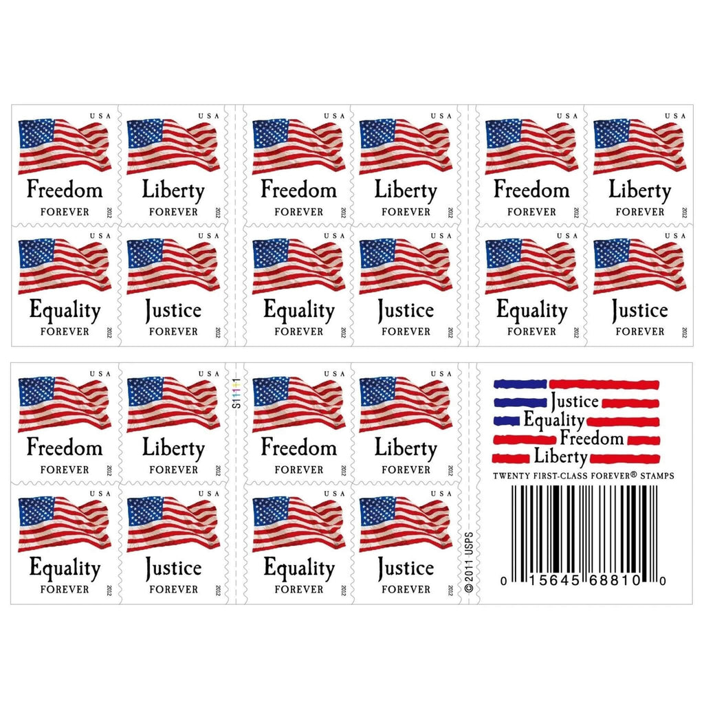 2012 Four Flags Forever Postage Stamps – 250/500/1250/2500 Booklets for Personal & Business Mail