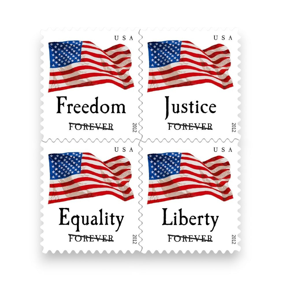 2012 Four Flags Forever Postage Stamps – 250/500/1250/2500 Booklets for Personal & Business Mail