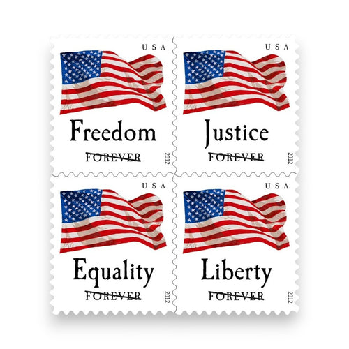 2012 Four Flags Forever Postage Stamps – 250/500/1250/2500 Booklets for Personal & Business Mail