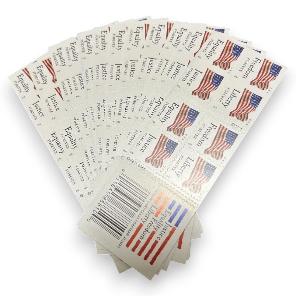 2012 Four Flags Forever Postage Stamps – 250/500/1250/2500 Booklets for Personal & Business Mail