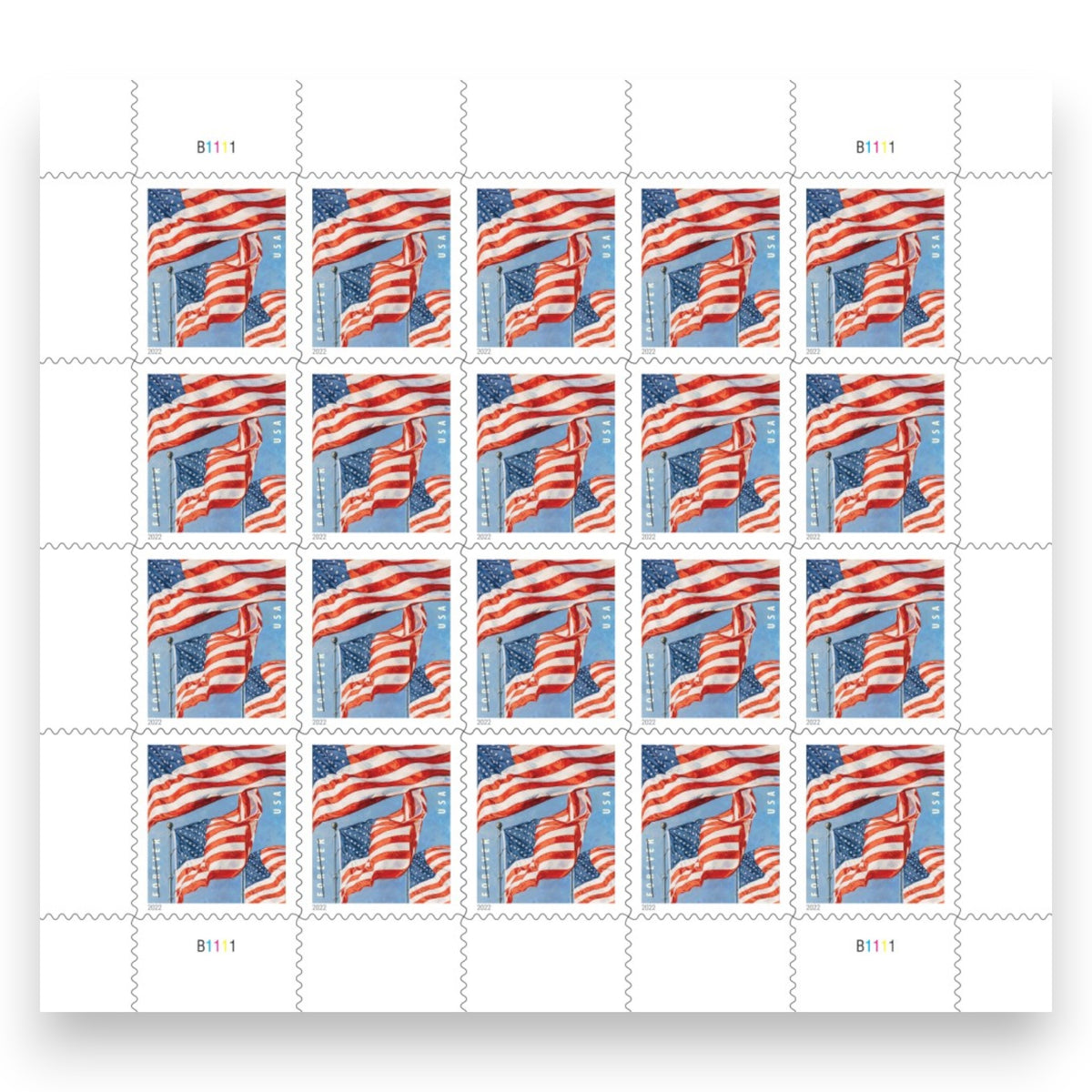 2022 U.S. Flags Forever Postage Stamps – 250/500/1250/2500 Sheets for Personal & Business Mail