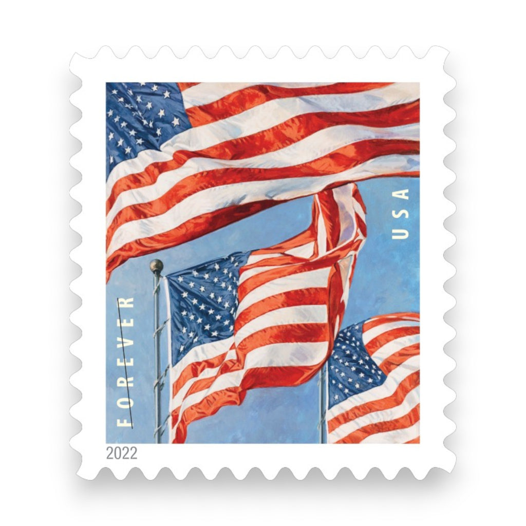 2022 U.S. Flags Forever Postage Stamps – 250/500/1250/2500 Sheets for Personal & Business Mail