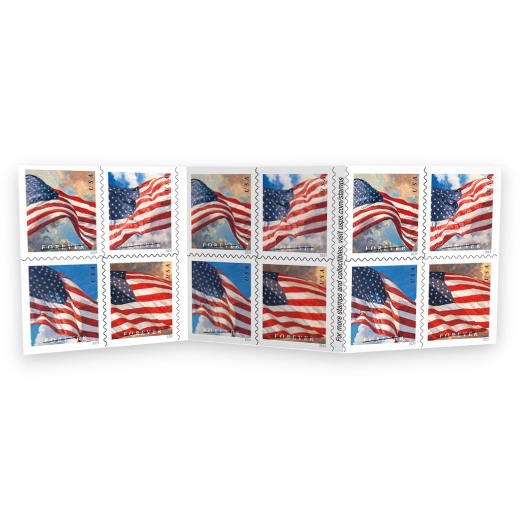 2024 U.S. Flags Forever Postage Stamps – 250/500/1250/2500 Booklets for Personal & Business Mail