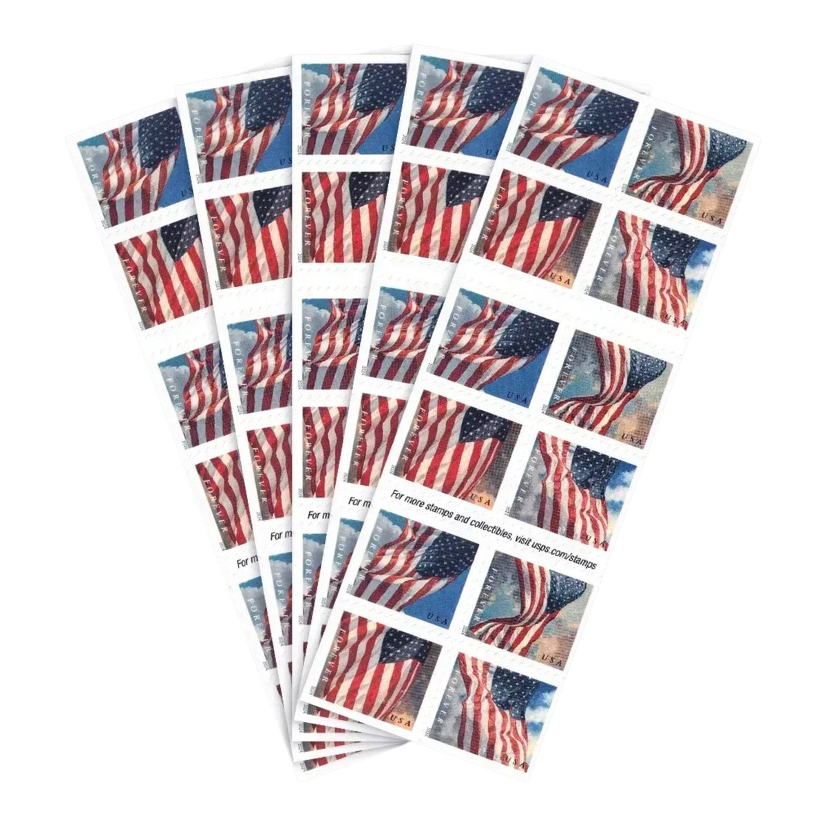 25,000 U.S. Flag Forever Postage Stamps – 1250 Booklets | Multiple Years Available
