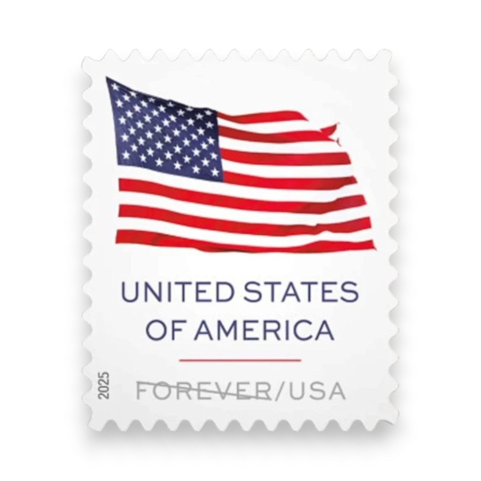 2025 U.S. Flags Forever Postage Stamps – 50/100/250/500 Rolls for Personal & Business Mail