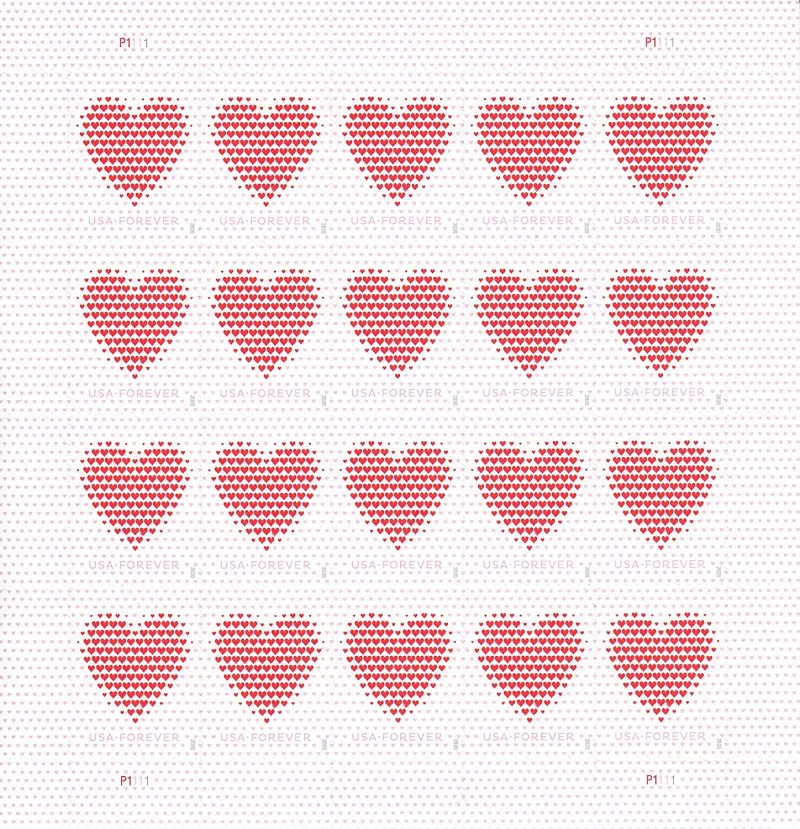 Forever Stamps 2020 Made of Hearts – Love Message, First-Class Postage