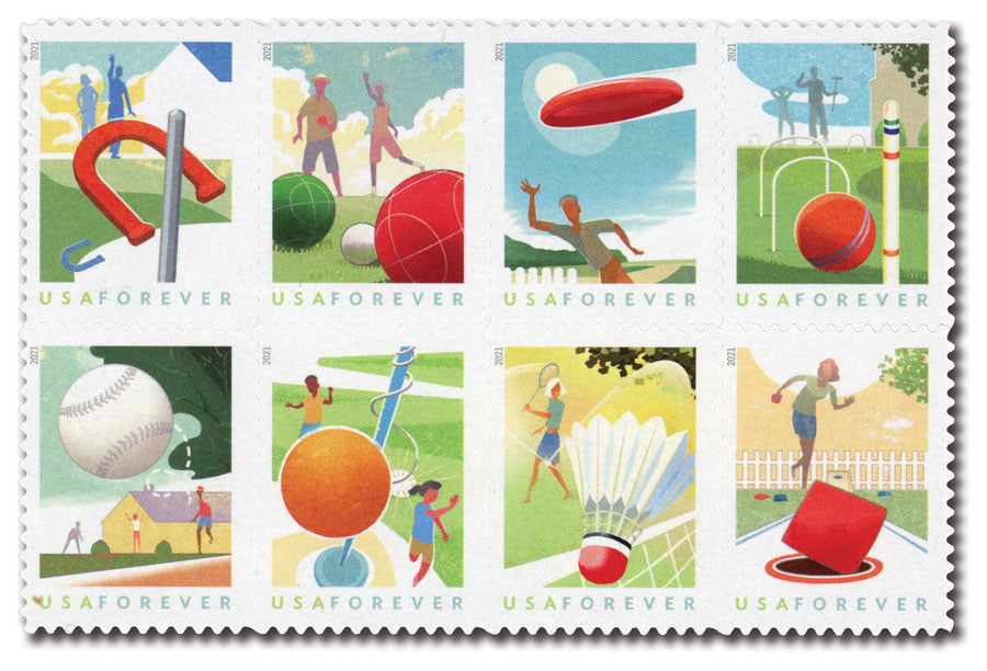 Forever Stamps 2021 Backyard Games – Recreational Activities Series, First-Class Postage