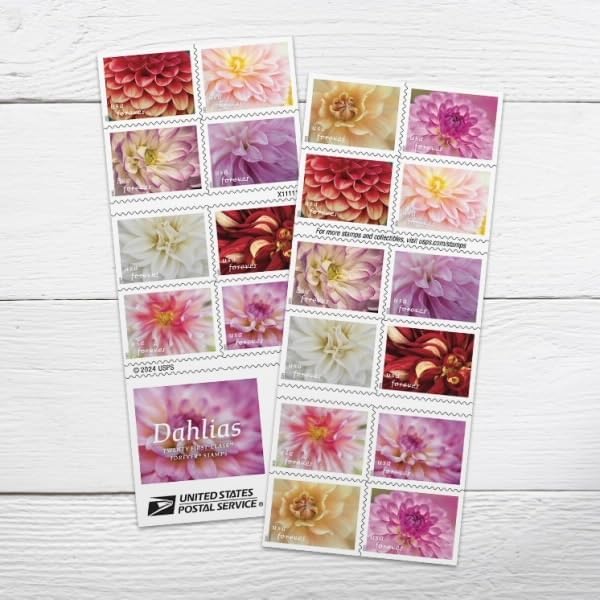 Forever Stamps 2025 Dahlias – Floral Collection, First-Class Postage