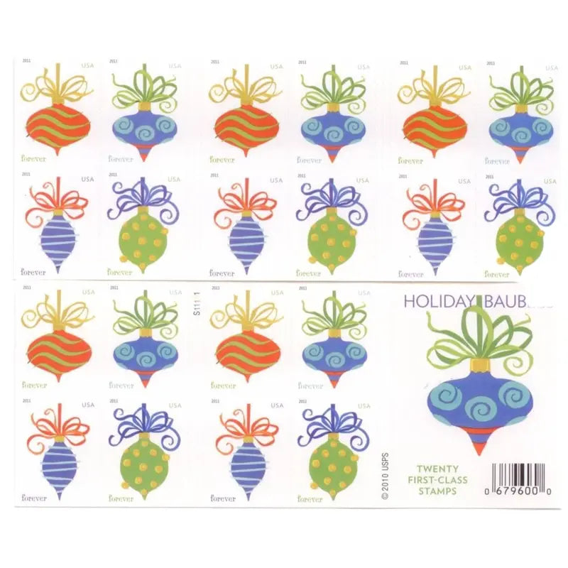 Forever Stamps 2011 Holiday Baubles – Christmas Ornament Designs, First-Class Postage