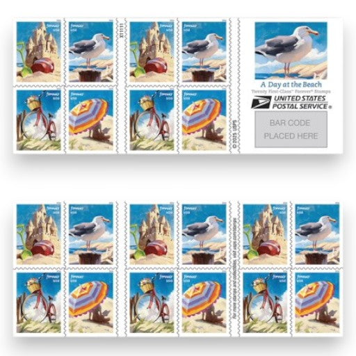 Forever Stamps 2026 A Day at the Beach – Seasonal Celebration, First-Class Postage