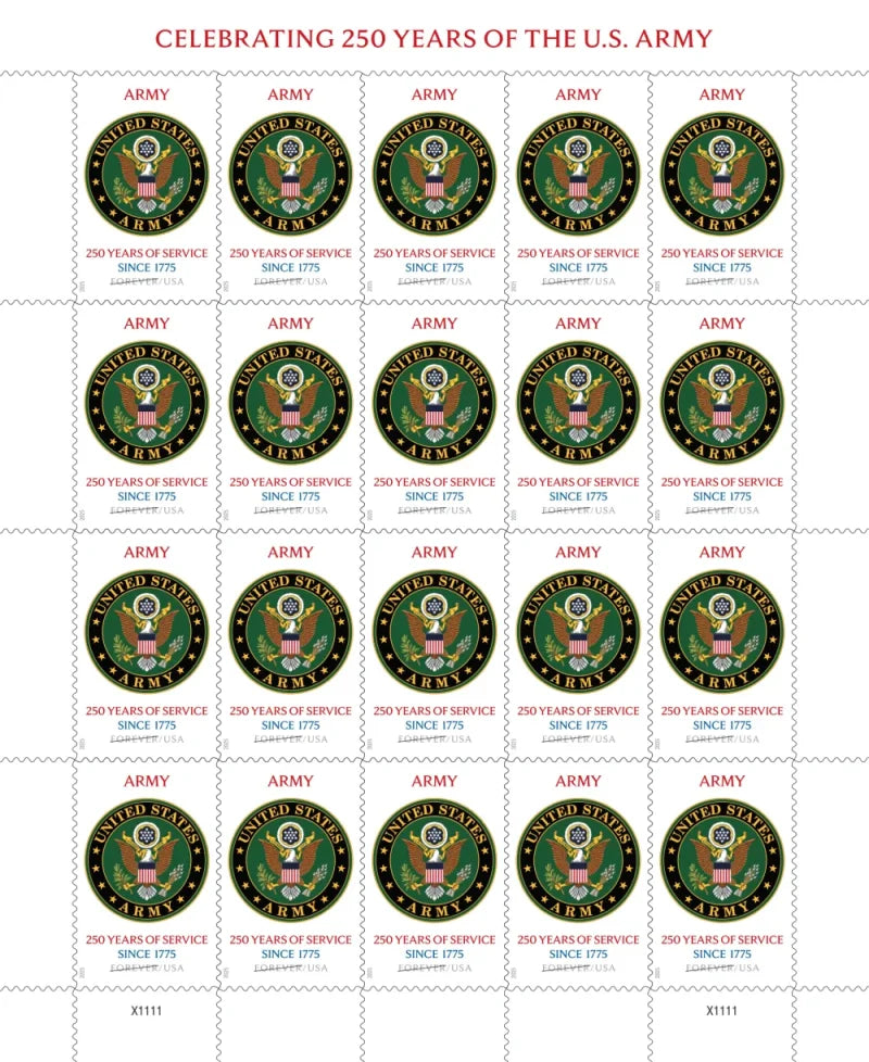 Forever Stamps 2025 Army – 250 Years of Service, Honor & Service, First-Class Postage