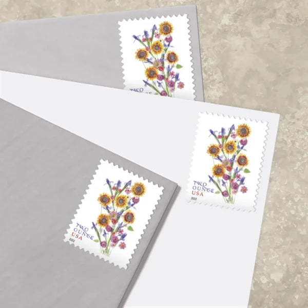 NOT Forever Stamp-Two-Ounce Stamps 2022 Sunflower Bouquet – Wedding Invitation, First-Class Rate