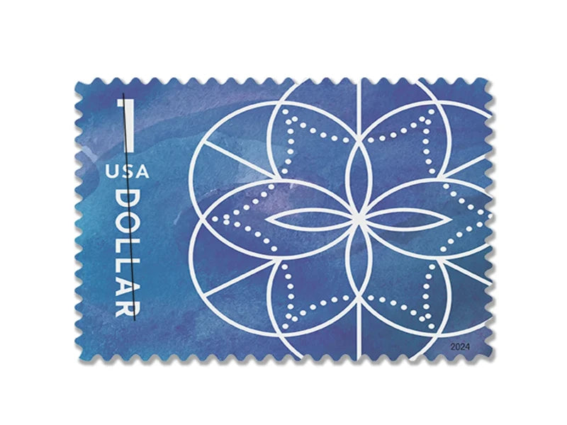 NOT Forever Stamp-$1 Stamps 2024 Geometric Floral Design – Art Collection, First-Class Rate(Not a Forever Stamp)